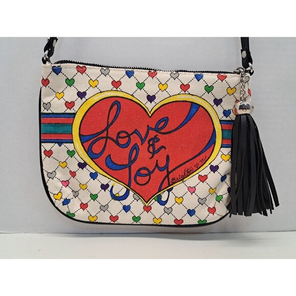 Brighton Handbags - Brighton Crossbody Handbag Love & Joy Canvas Multicolor Bag Zip